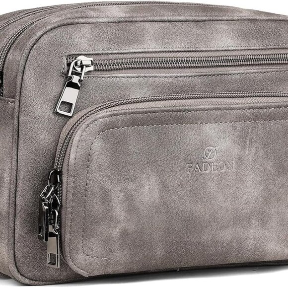 Elegant Multi-Pocket Grey Crossbody Bag for Women - Adjustable Strap Style